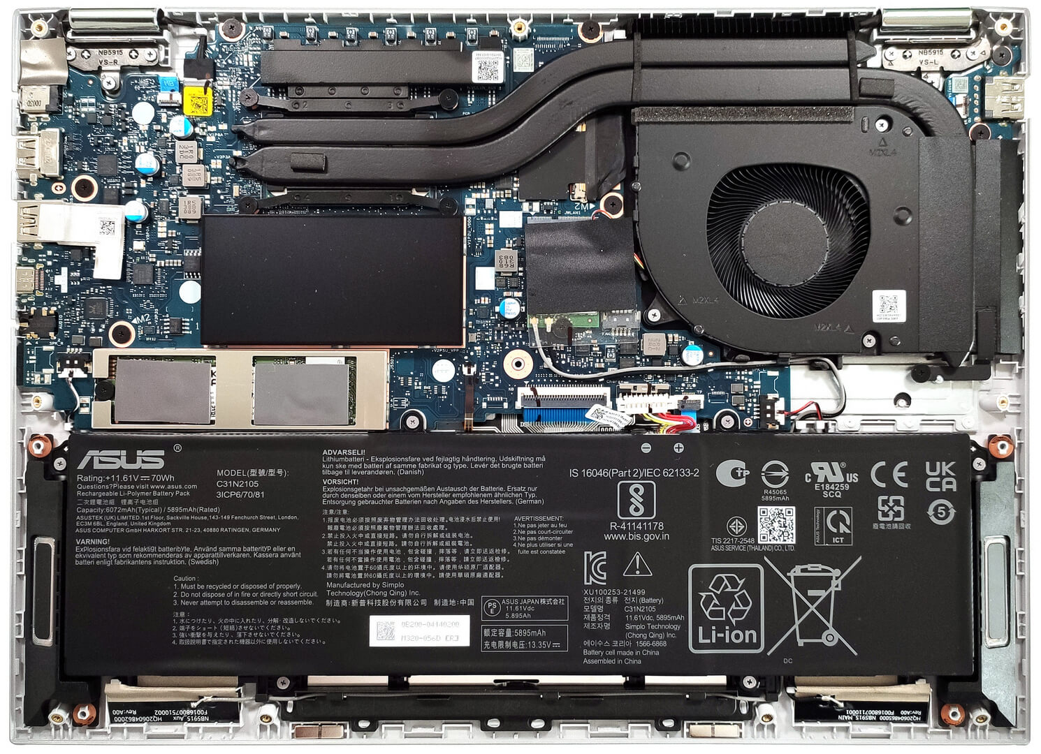 Internal Photo of ASUS Vivobook S 14 Flip TP3402Z TN3402Y LCD Rear Top Lid Back Cover A case silver normal (ASUS TP3402)